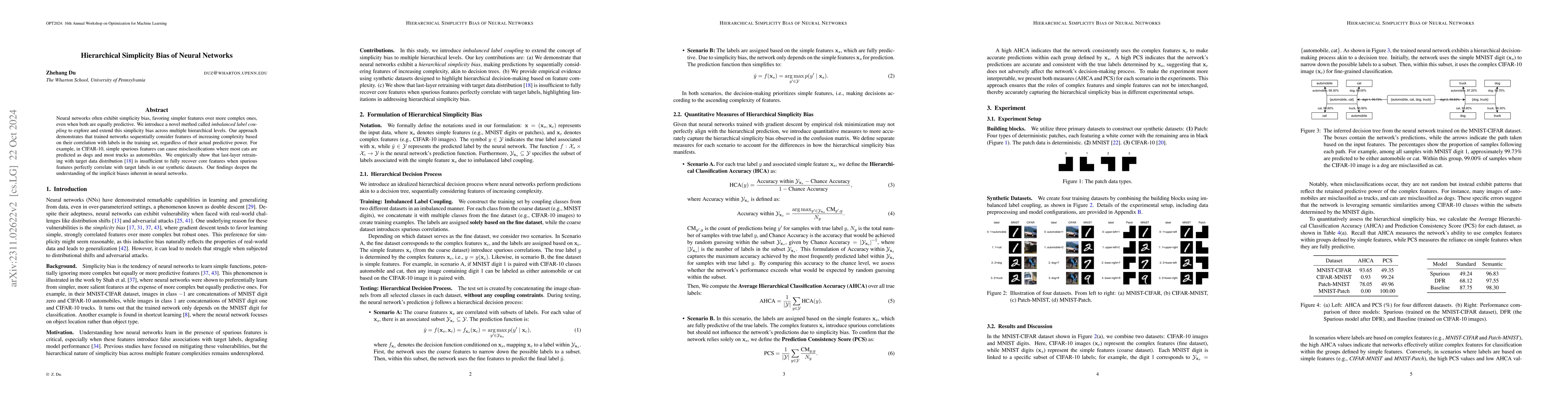 Thumbnail for Neural Networks Are Implicit Decision Trees: The Hierarchical Simplicity
  Bias