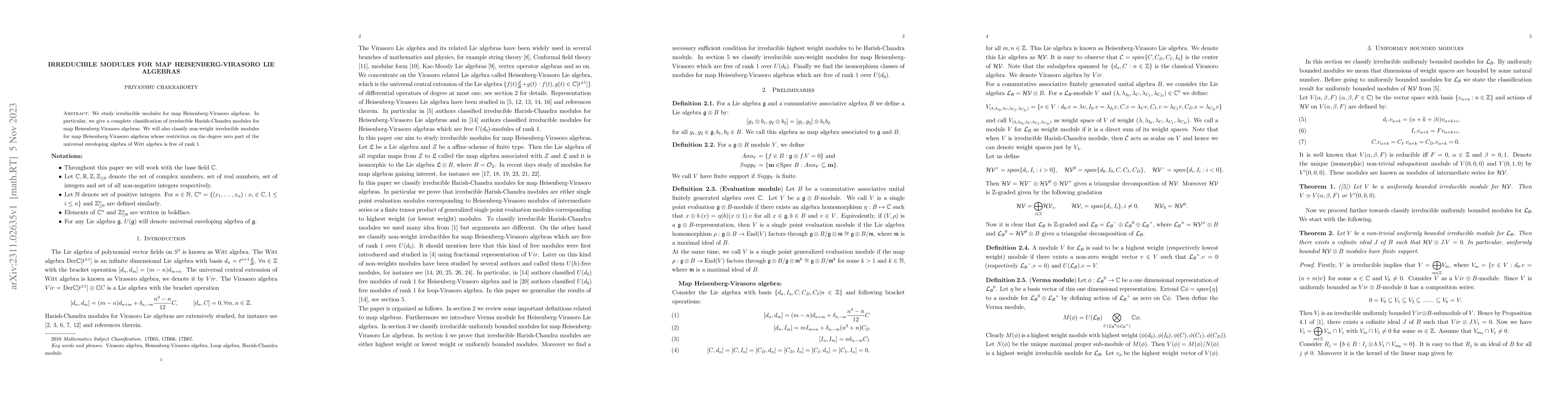 Thumbnail for Irreducible modules for map Heisenberg-Virasoro Lie algebras