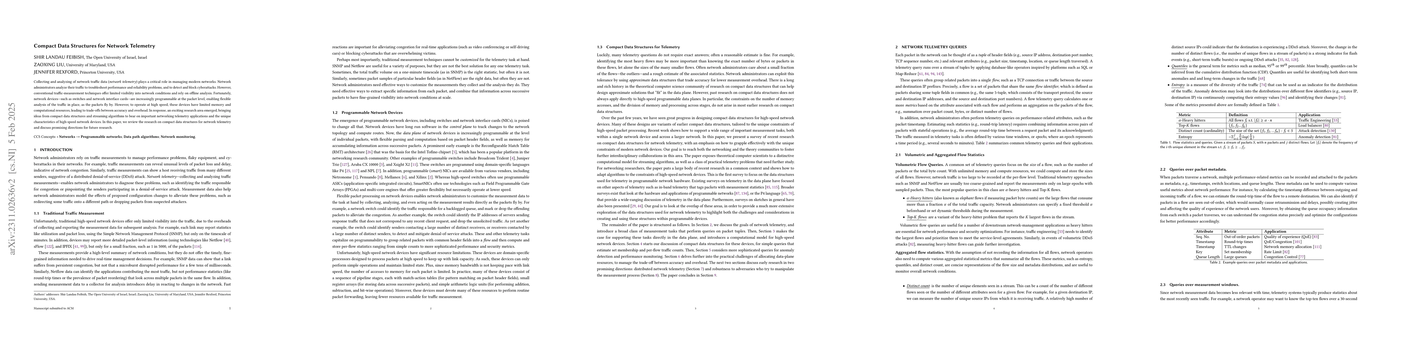Thumbnail for Compact Data Structures for Network Telemetry