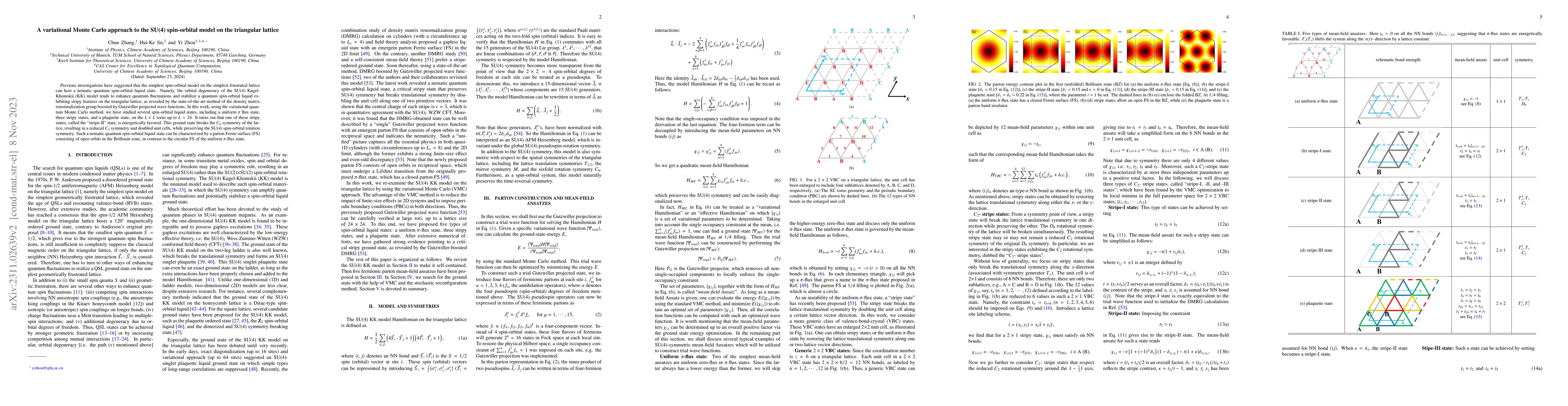 Thumbnail for A variational Monte Carlo approach to the SU(4) spin-orbital model on
  the triangular lattice