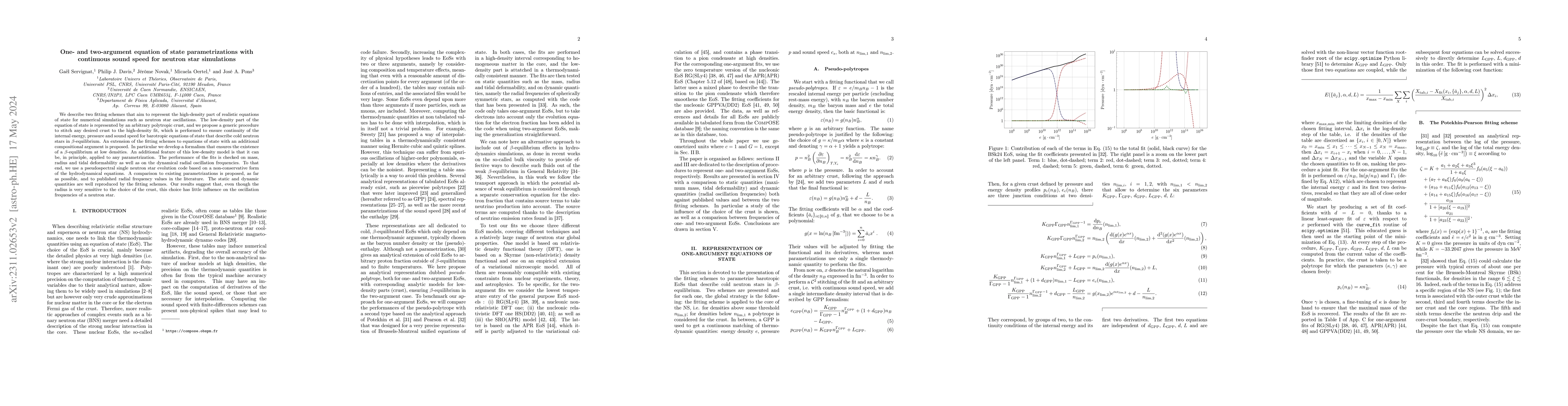 Thumbnail for One- and two-argument equation of state parametrizations with continuous
  sound speed for neutron star simulations