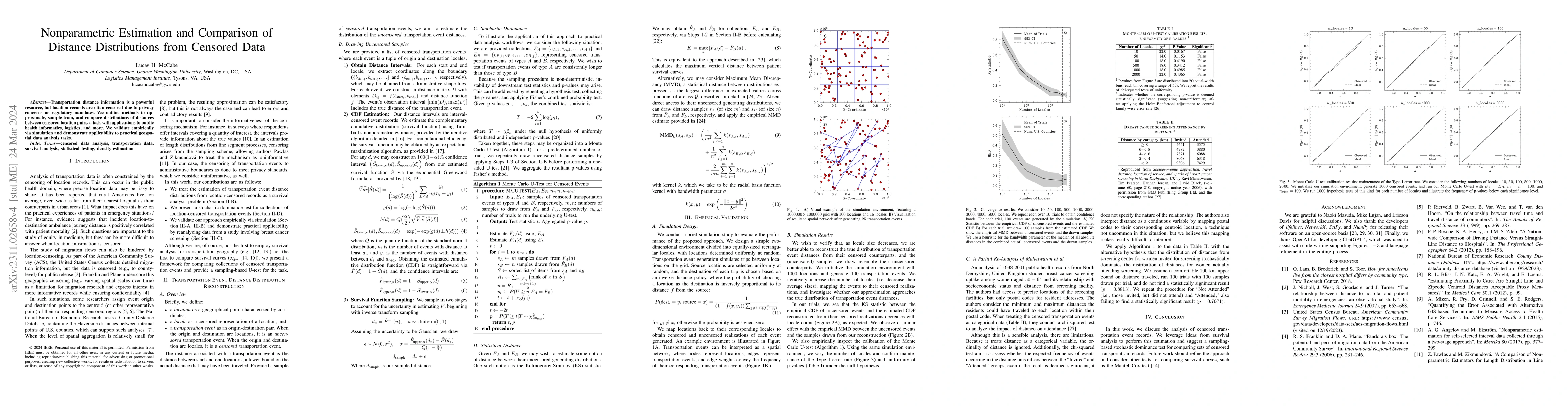 Thumbnail for Nonparametric Estimation and Comparison of Distance Distributions from
  Censored Data