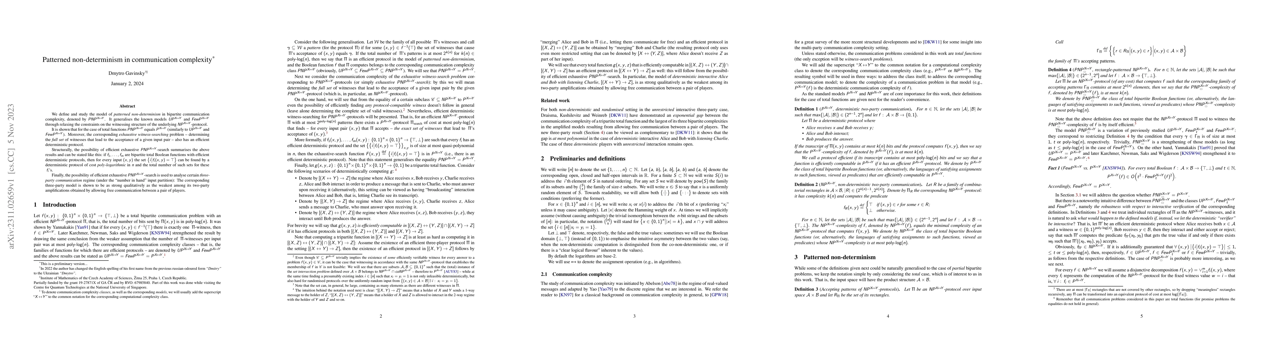 Thumbnail for Patterned non-determinism in communication complexity