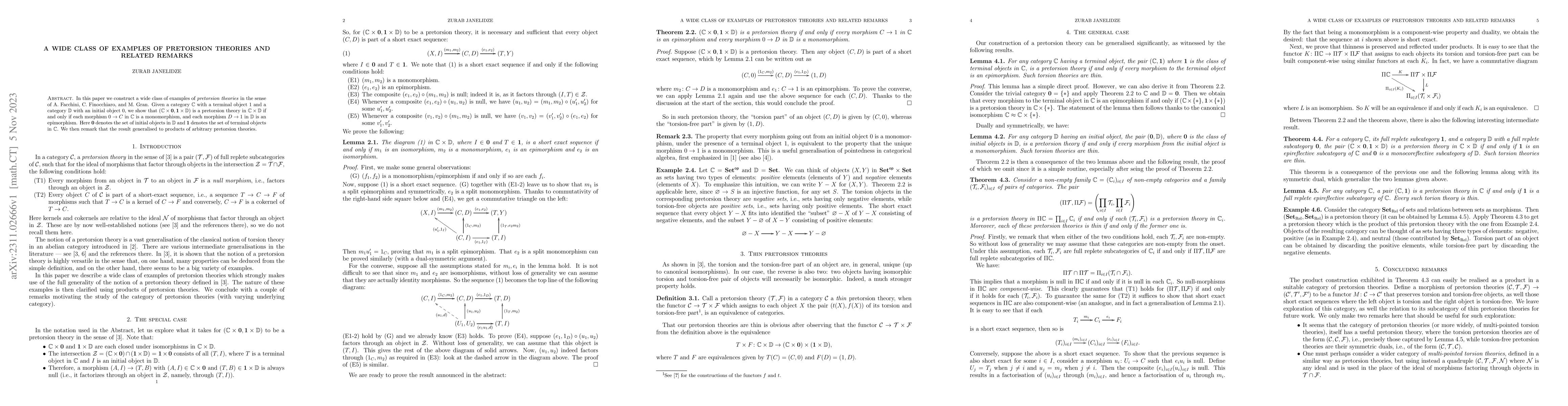 Thumbnail for A wide class of examples of pretorsion theories and related remarks
