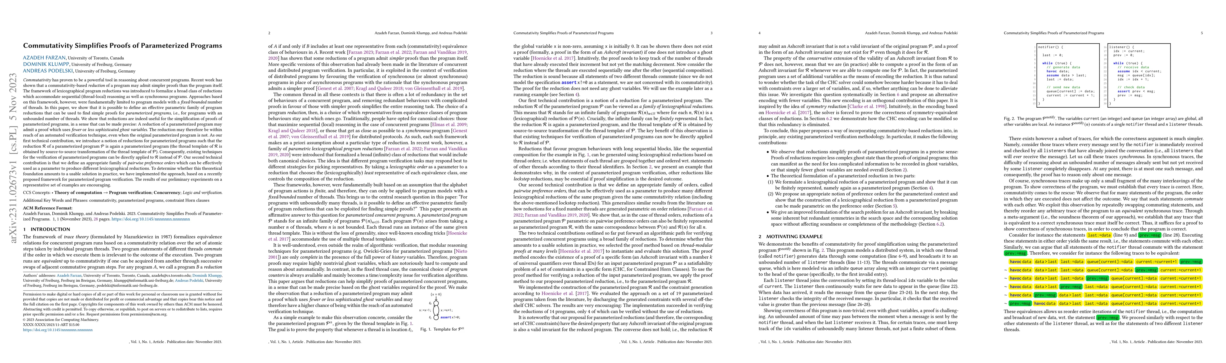 Thumbnail for Commutativity Simplifies Proofs of Parameterized Programs