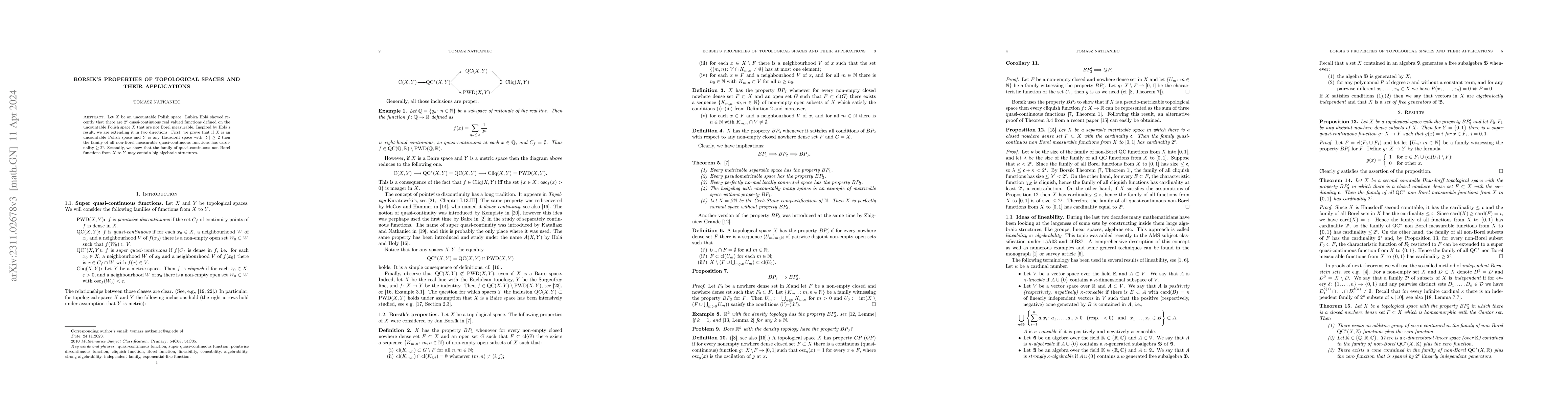 Thumbnail for Borsik's properties of topological spaces and their applications