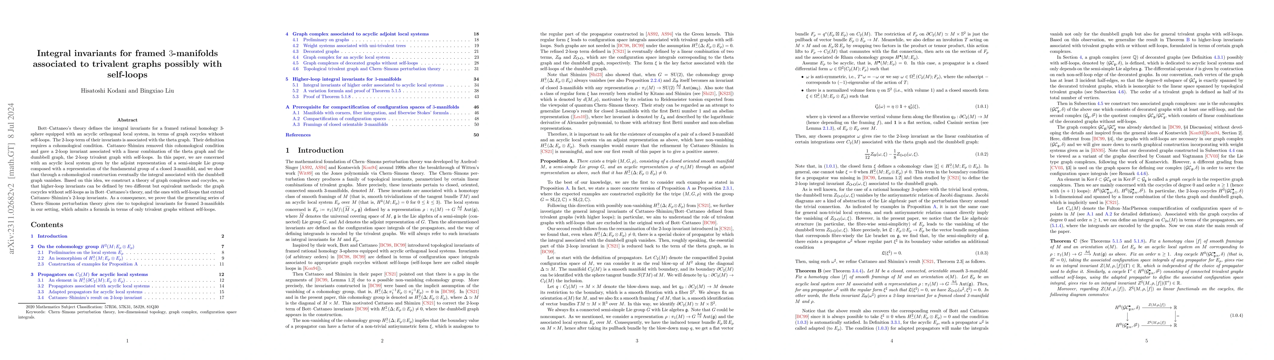 Thumbnail for Integral invariants for framed 3-manifolds associated to trivalent
  graphs possibly with self-loops