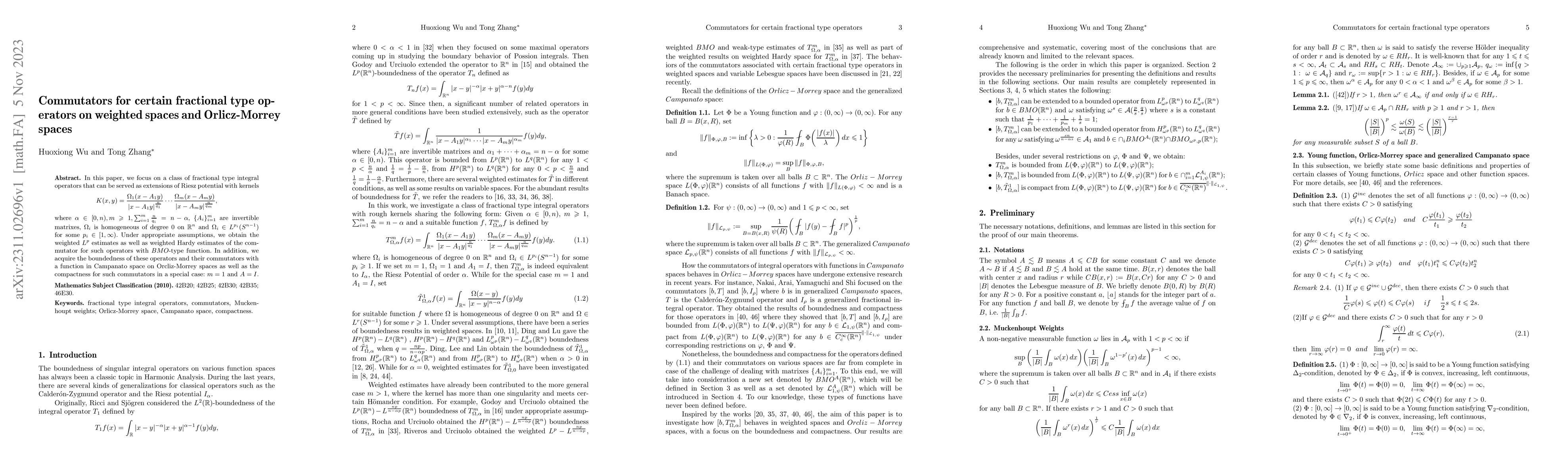 Thumbnail for Commutators for certain fractional type operators on weighted spaces and
  Orlicz-Morrey spaces