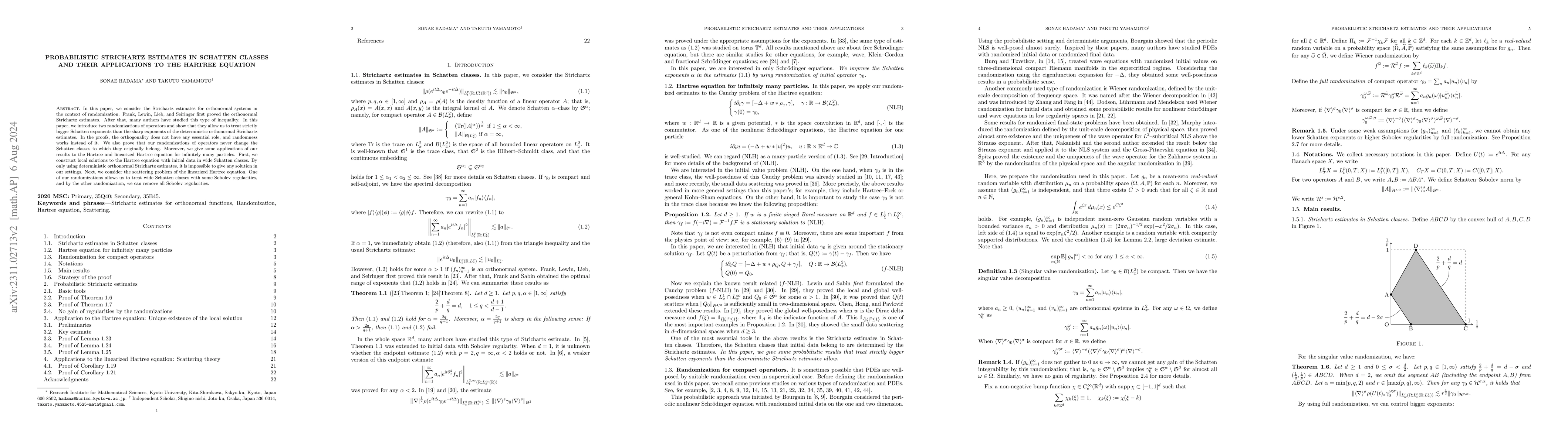 Thumbnail for Probabilistic Strichartz estimates in Schatten classes and their
  applications to the Hartree equation