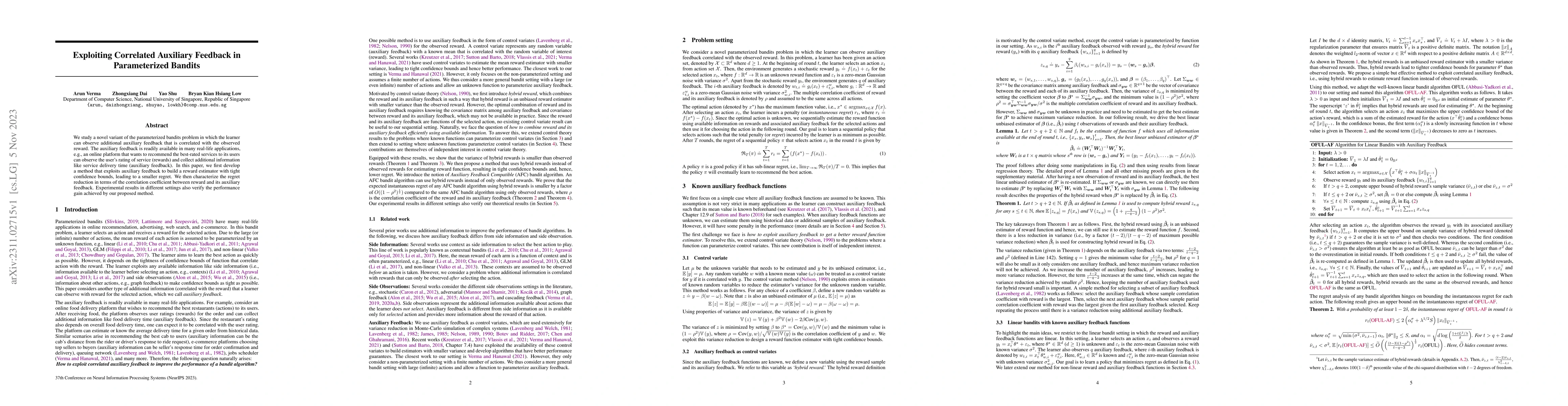 Thumbnail for Exploiting Correlated Auxiliary Feedback in Parameterized Bandits