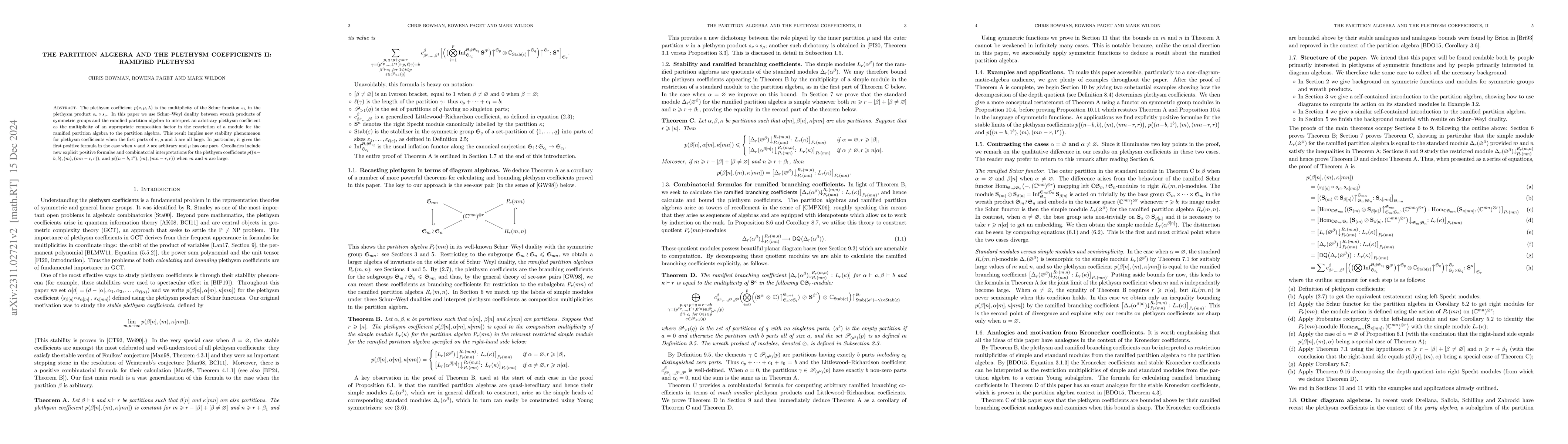 Thumbnail for The partition algebra and the plethysm coefficients II: ramified
  plethysm