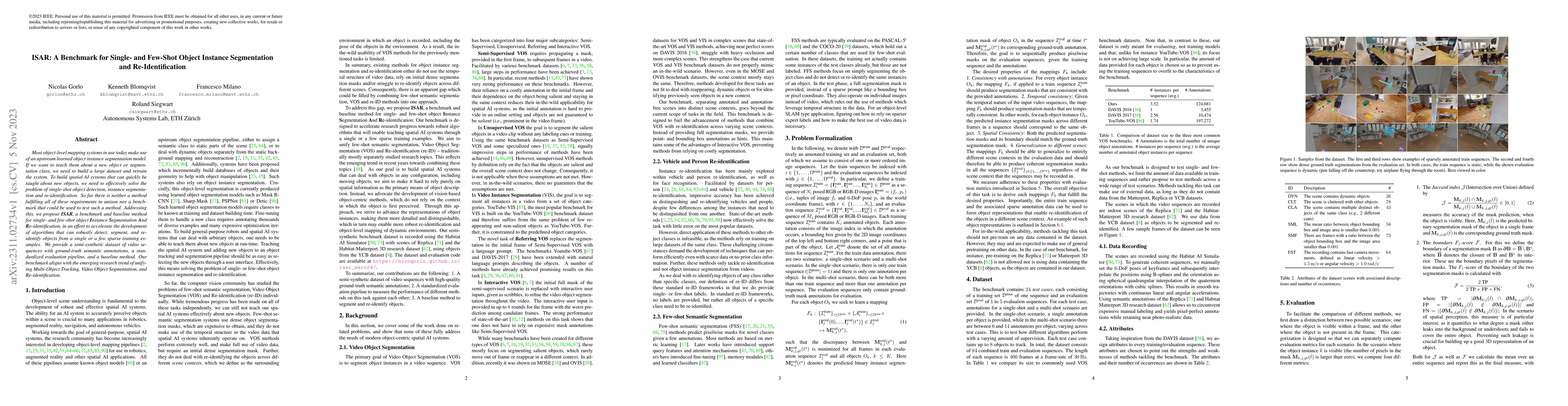 Thumbnail for ISAR: A Benchmark for Single- and Few-Shot Object Instance Segmentation
  and Re-Identification