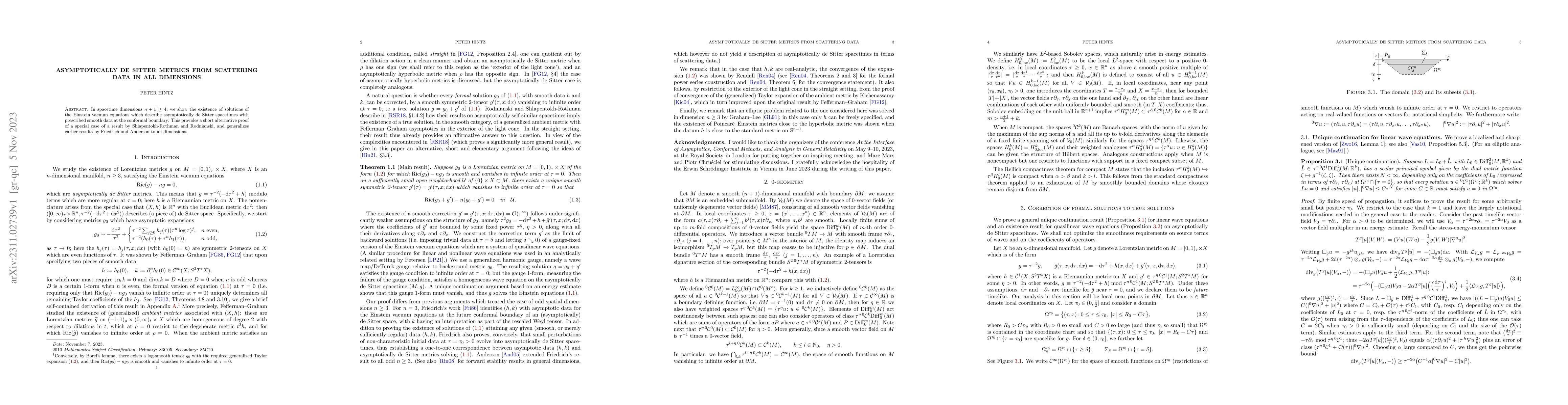 Thumbnail for Asymptotically de Sitter metrics from scattering data in all dimensions