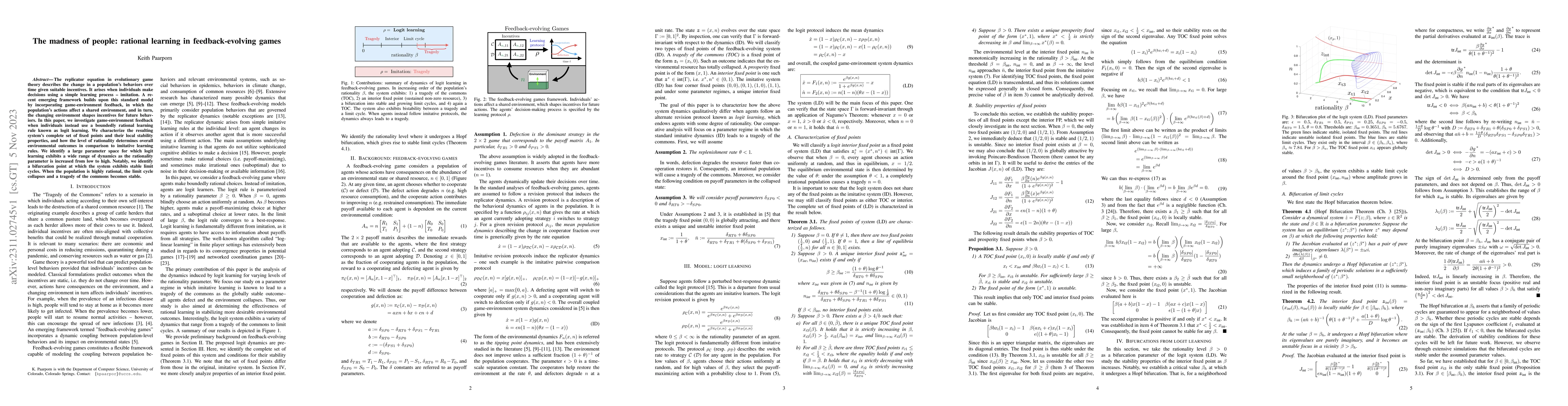 Thumbnail for The madness of people: rational learning in feedback-evolving games