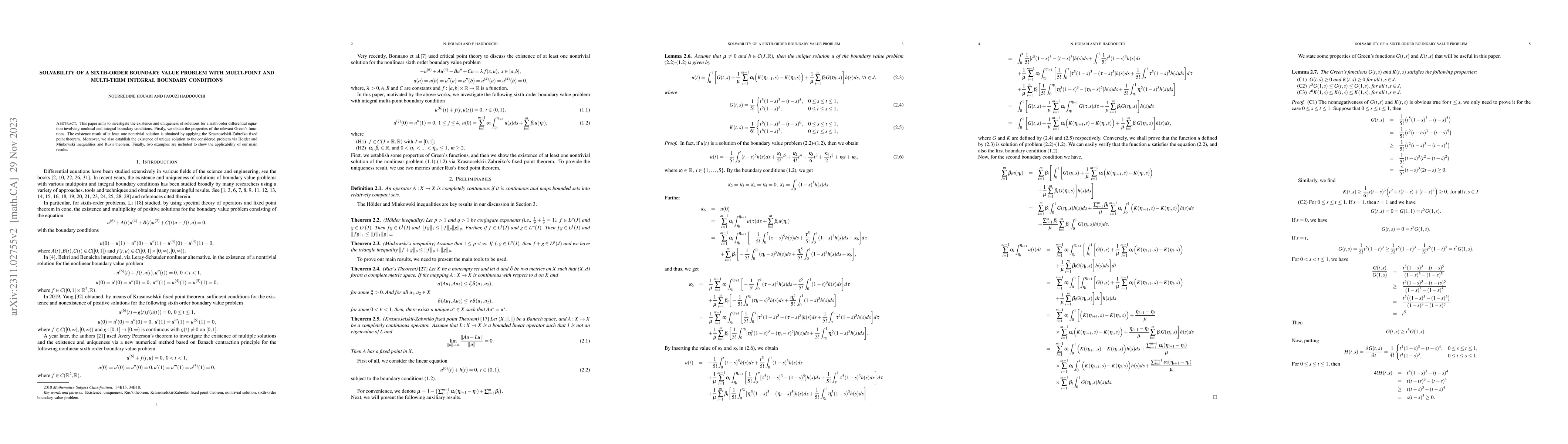 Thumbnail for Solvability of a sixth-order boundary value problem with multi-point and
  multi-term integral boundary conditions