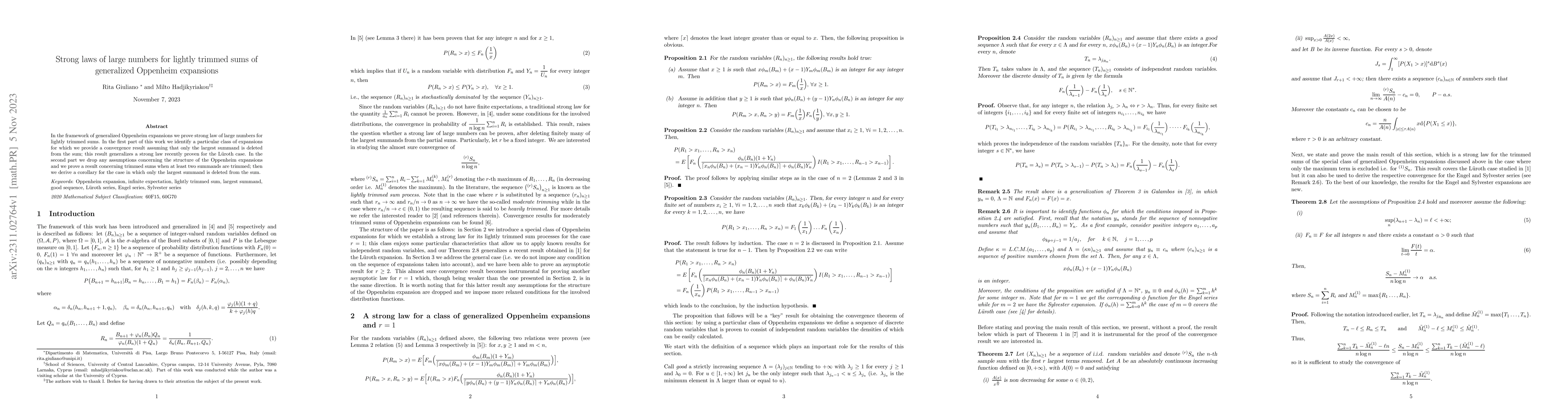 Thumbnail for Strong laws of large numbers for lightly trimmed sums of generalized
  Oppenheim expansions