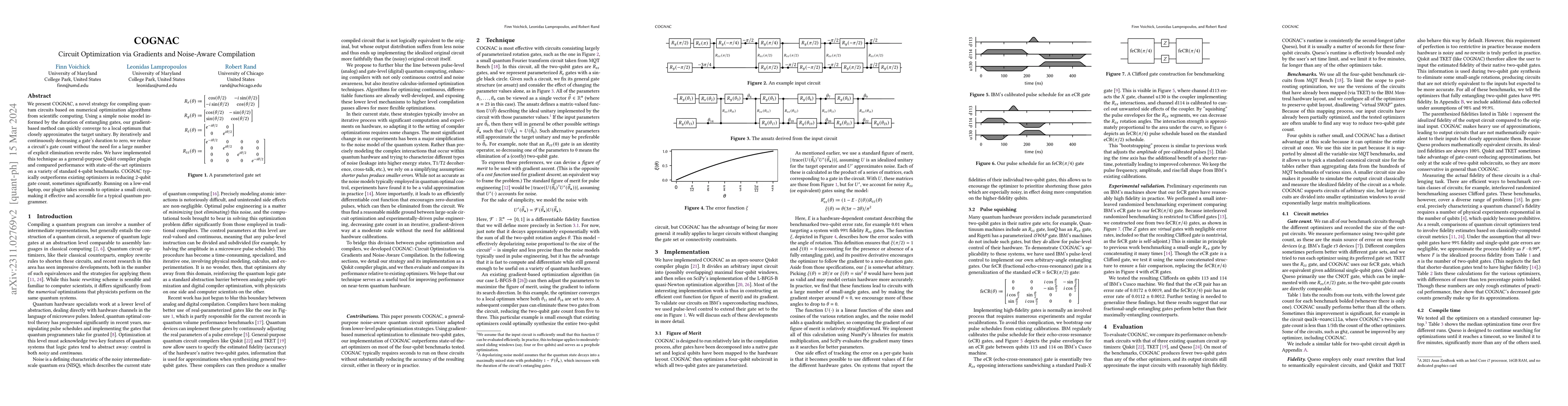 Thumbnail for COGNAC: Circuit Optimization via Gradients and Noise-Aware Compilation