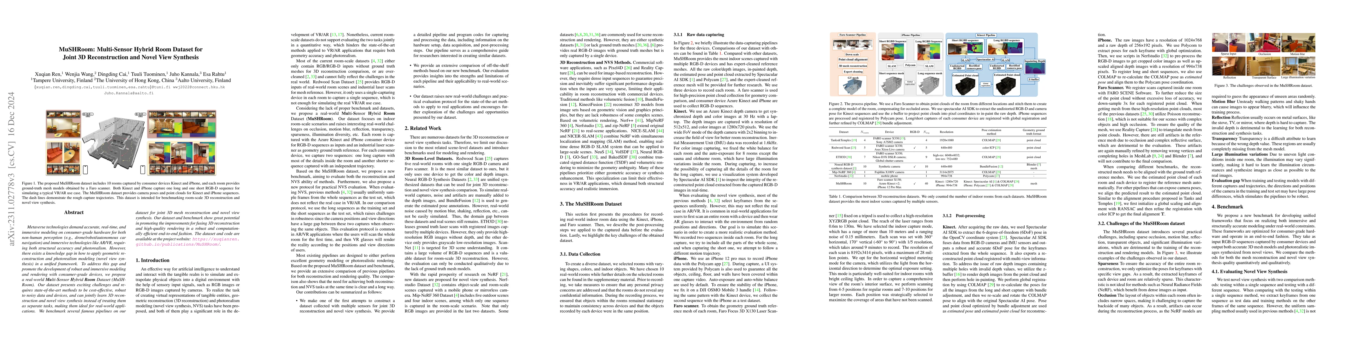 Thumbnail for MuSHRoom: Multi-Sensor Hybrid Room Dataset for Joint 3D Reconstruction
  and Novel View Synthesis