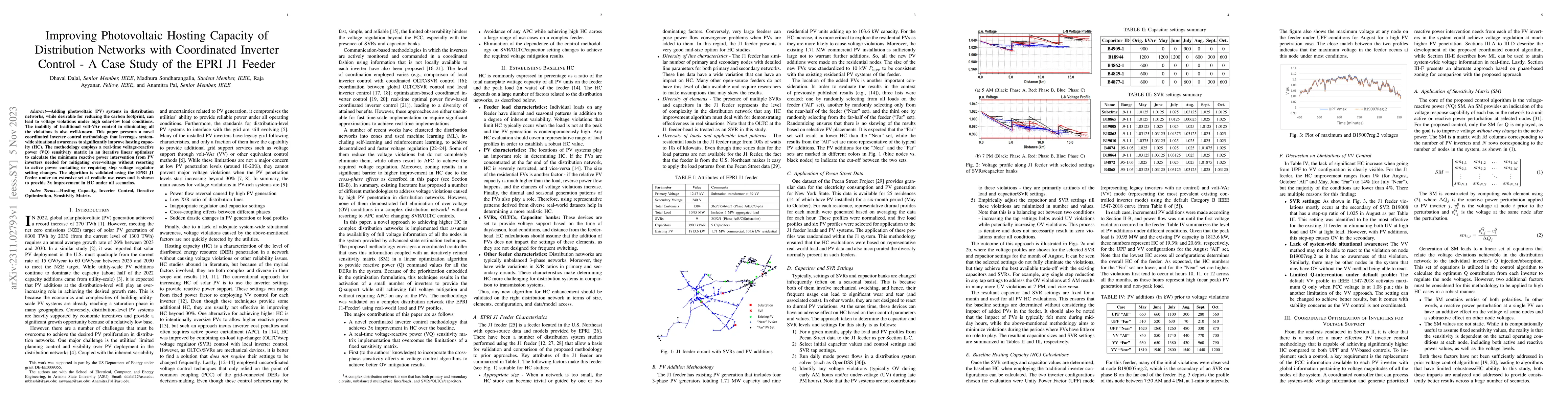 Thumbnail for Improving Photovoltaic Hosting Capacity of Distribution Networks with
  Coordinated Inverter Control -- A Case Study of the EPRI J1 Feeder