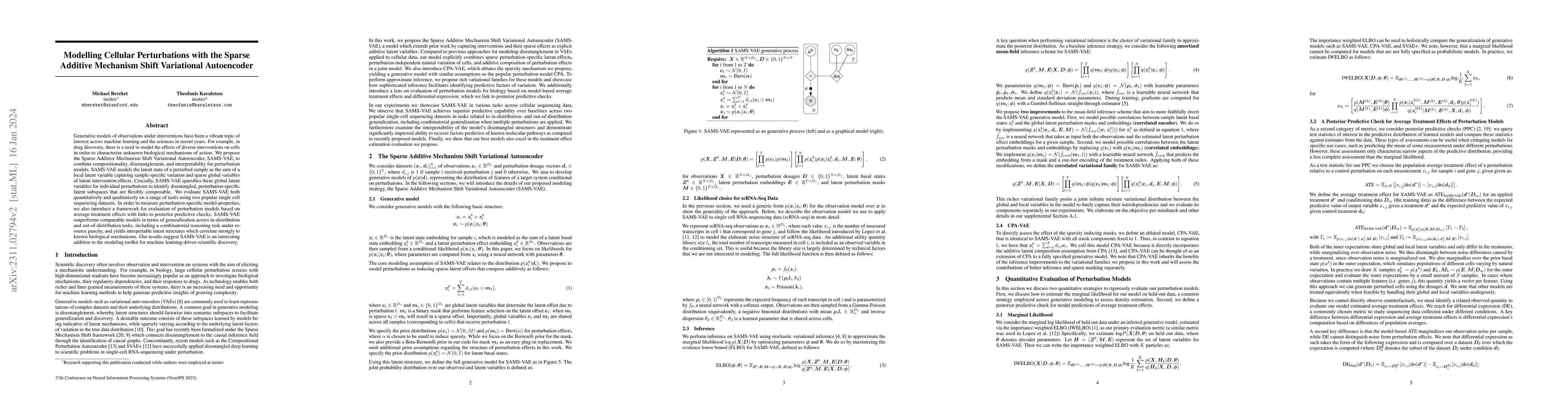 Thumbnail for Modelling Cellular Perturbations with the Sparse Additive Mechanism
  Shift Variational Autoencoder