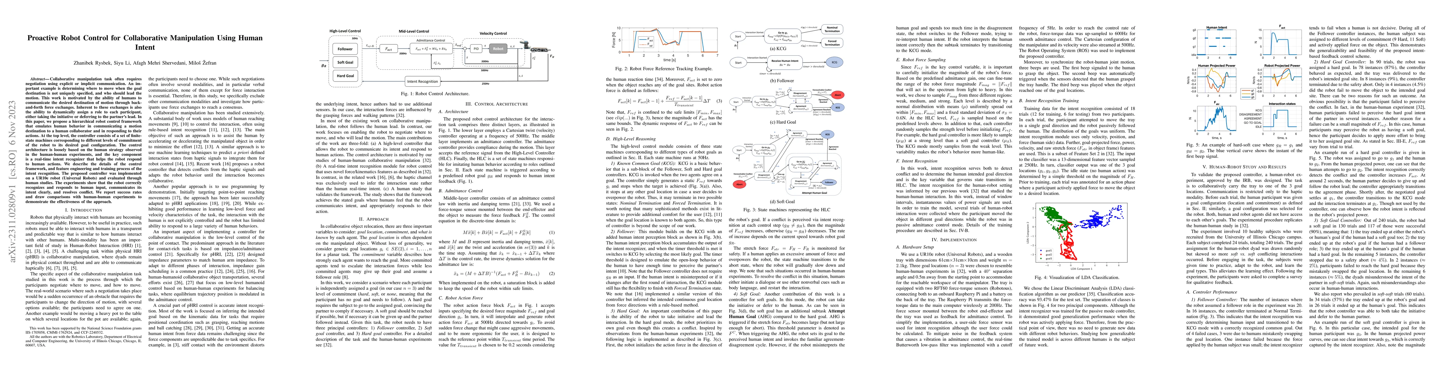 Thumbnail for Proactive Robot Control for Collaborative Manipulation Using Human
  Intent