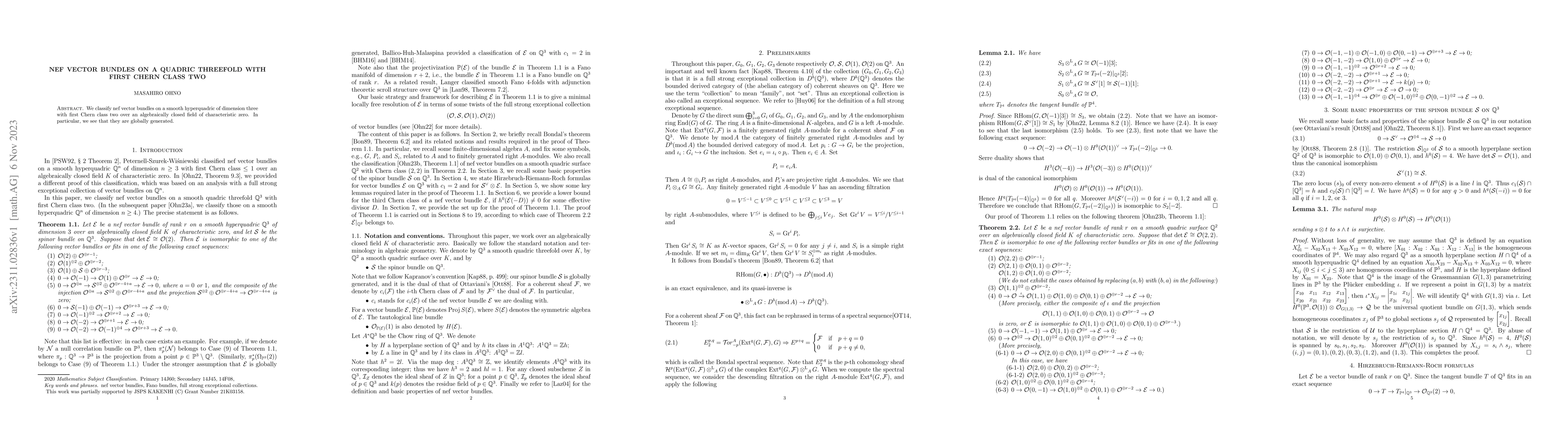 Thumbnail for Nef vector bundles on a quadric threefold with first Chern class two