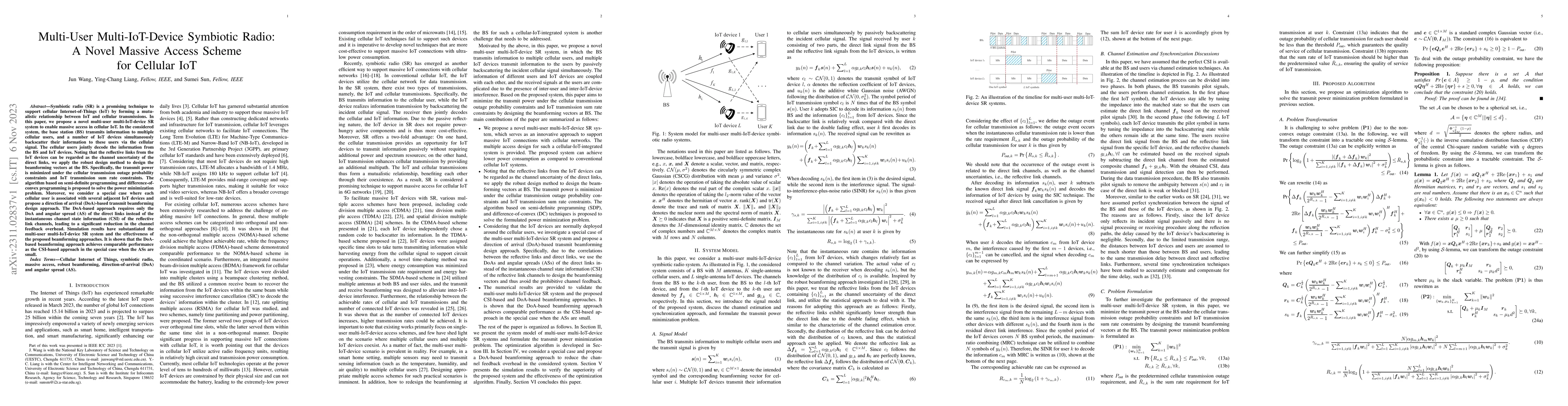 Thumbnail for Multi-User Multi-IoT-Device Symbiotic Radio: A Novel Massive Access
  Scheme for Cellular IoT