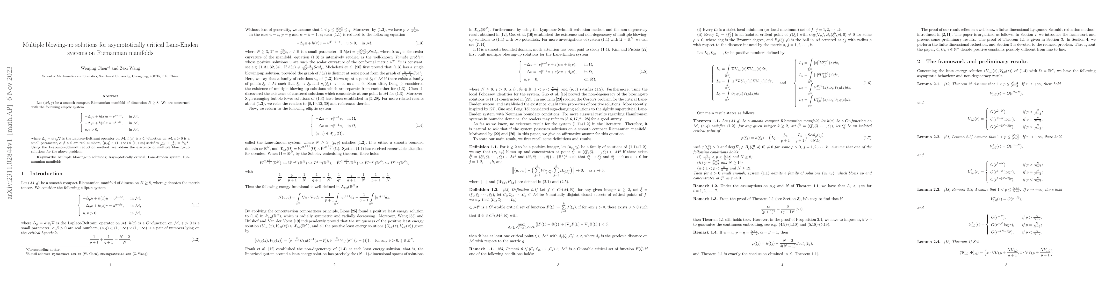 Thumbnail for Multiple blowing-up solutions for asymptotically critical Lane-Emden
  systems on Riemannian manifolds