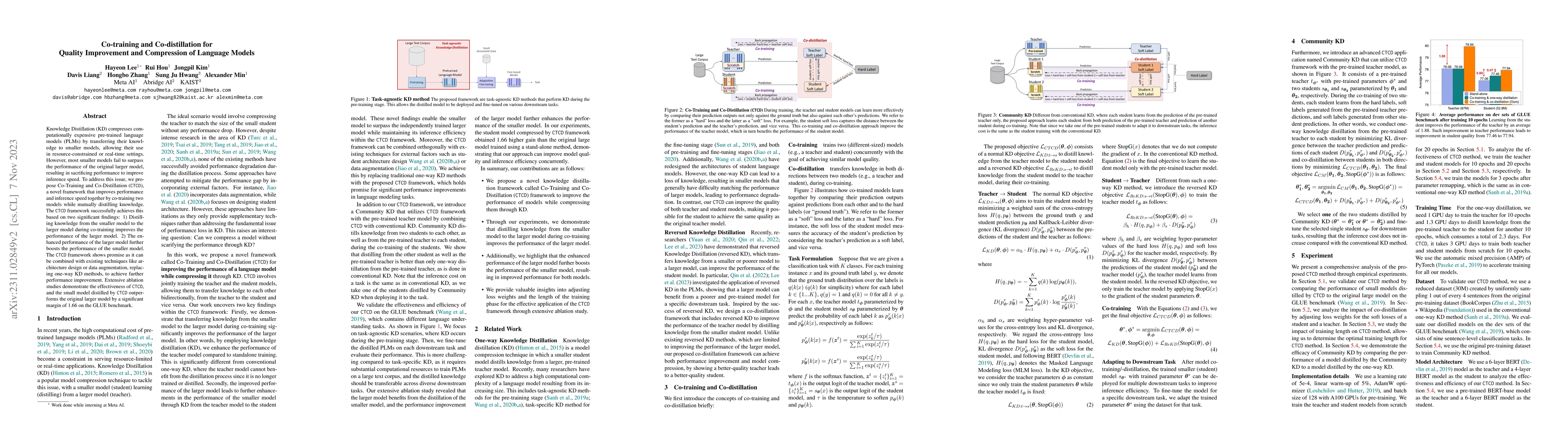 Thumbnail for Co-training and Co-distillation for Quality Improvement and Compression
  of Language Models