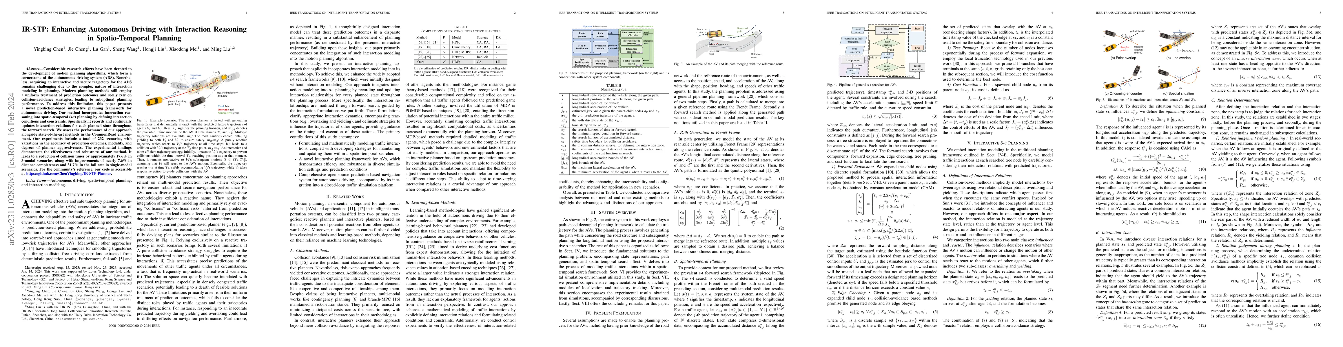 Thumbnail for IR-STP: Enhancing Autonomous Driving with Interaction Reasoning in
  Spatio-Temporal Planning
