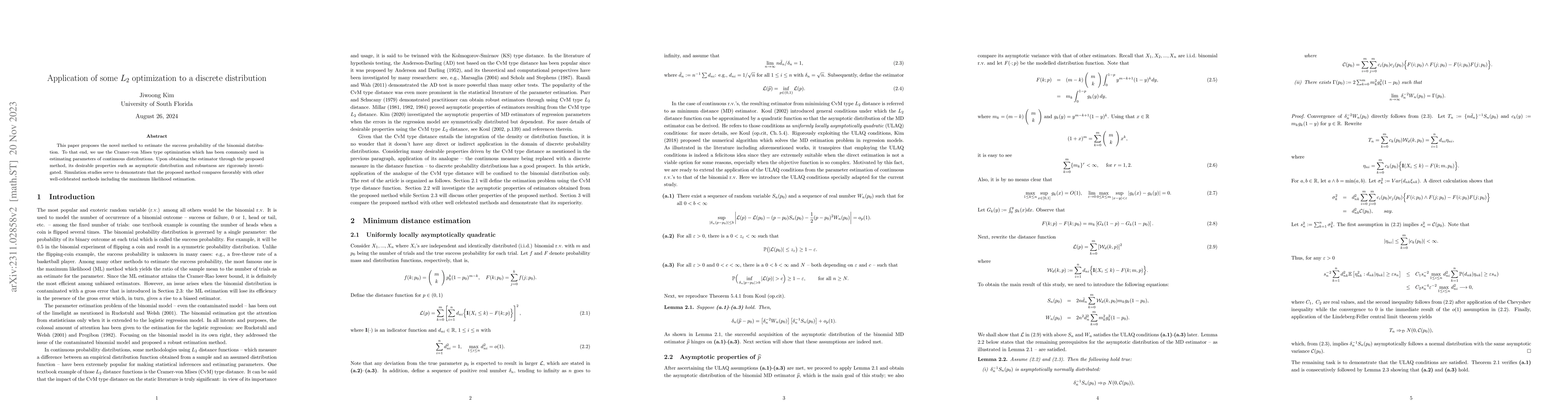 Thumbnail for Application of the Cramer-von Mises type optimization to a binomial
  distribution