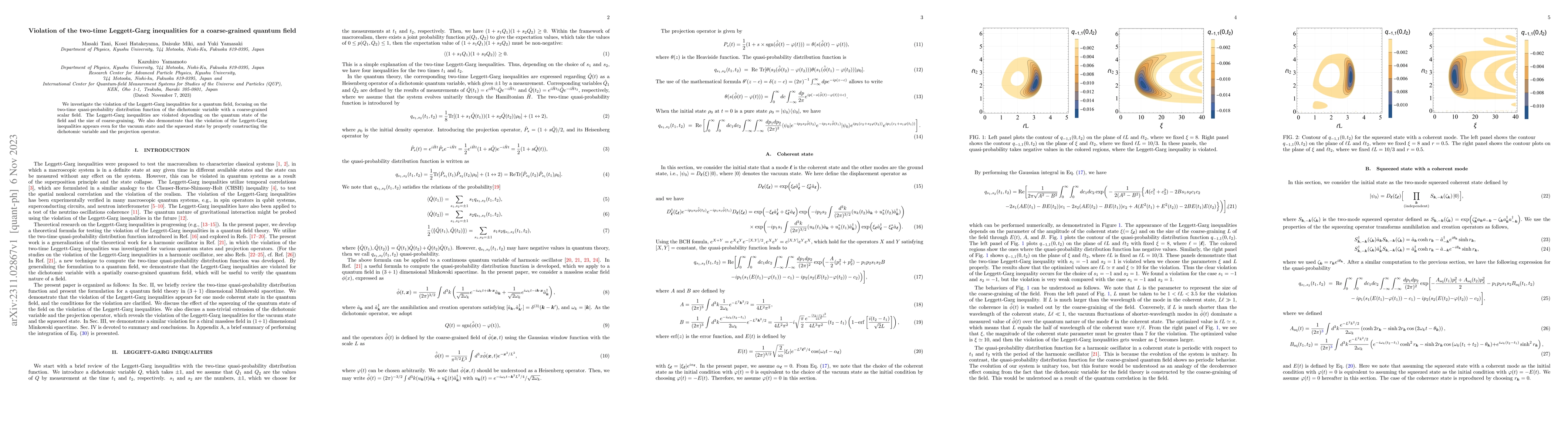Thumbnail for Violation of the two-time Leggett-Garg inequalities for a coarse-grained
  quantum field