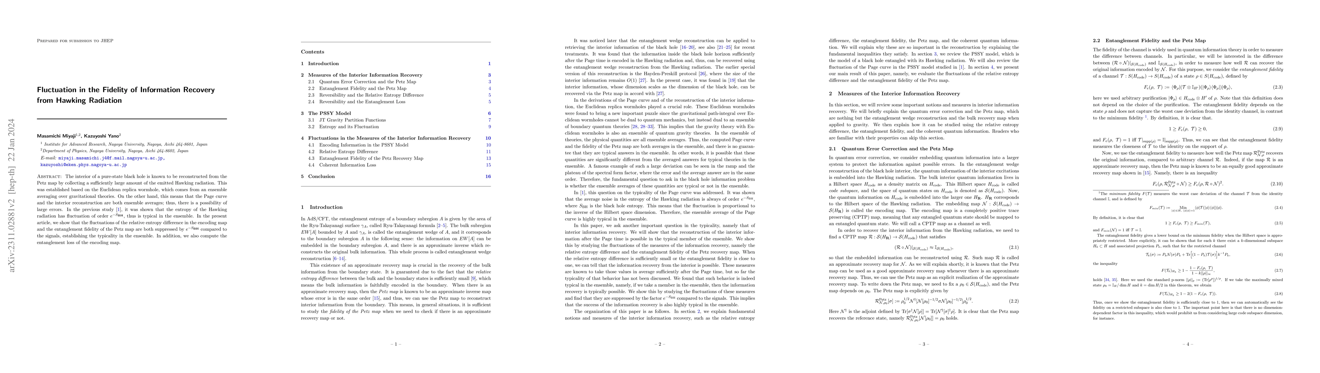 Thumbnail for Fluctuation in the Fidelity of Information Recovery from Hawking
  Radiation