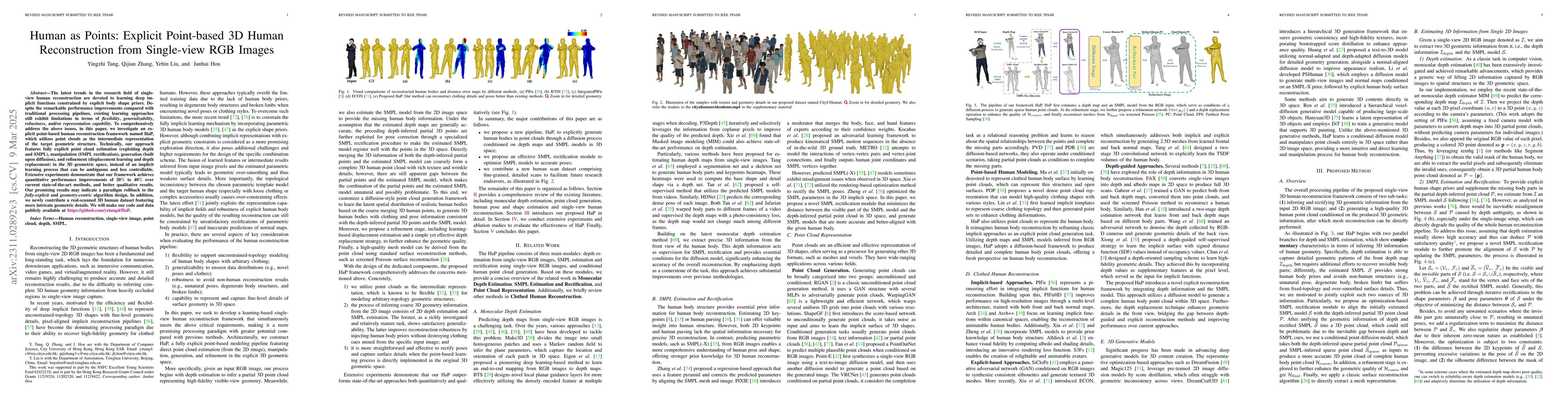 Thumbnail for Human as Points: Explicit Point-based 3D Human Reconstruction from
  Single-view RGB Images