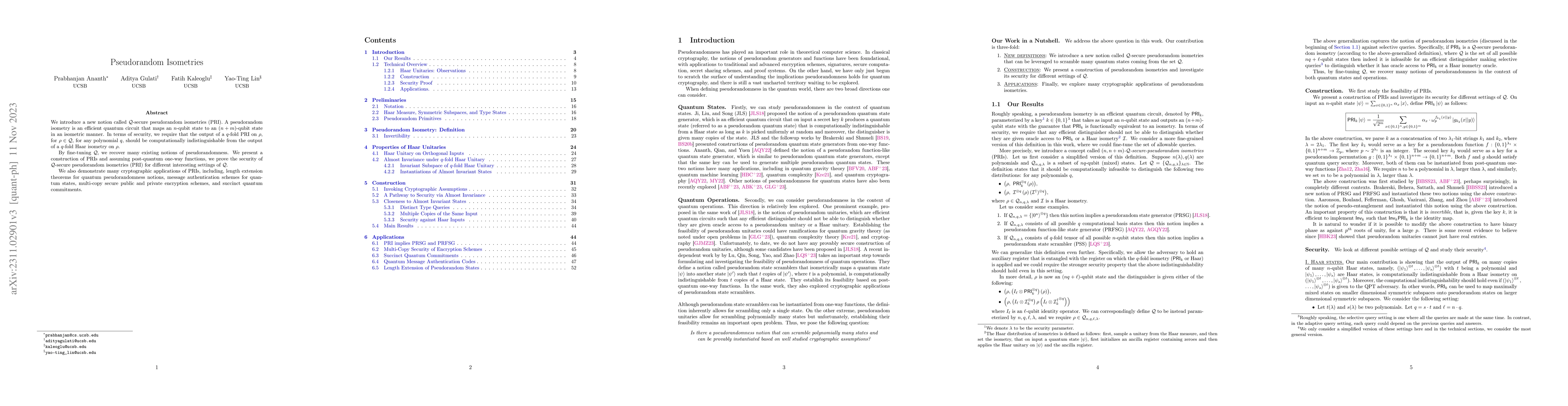 Thumbnail for Pseudorandom Isometries