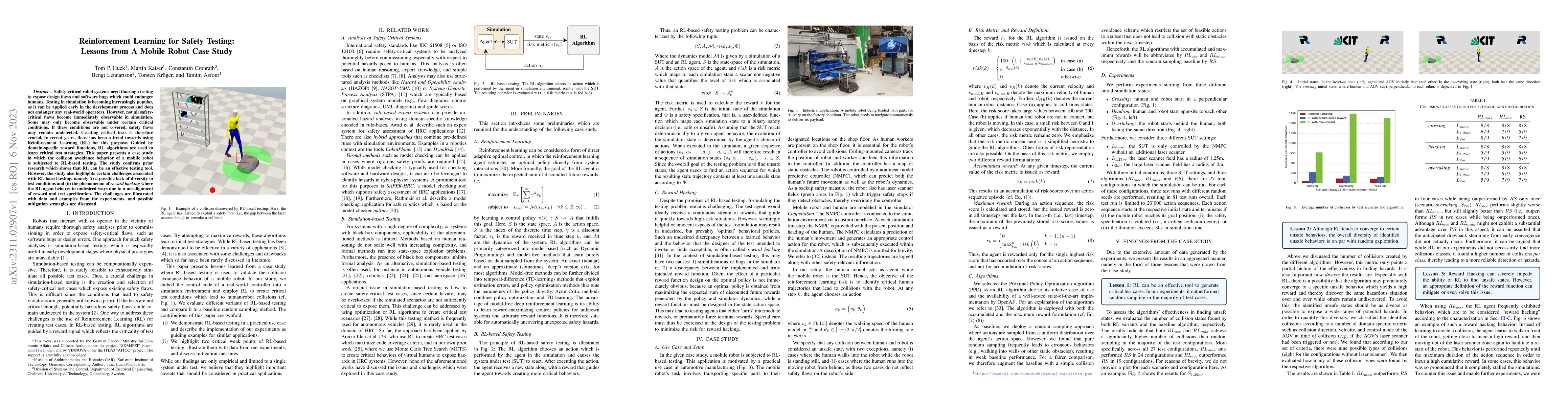 Thumbnail for Reinforcement Learning for Safety Testing: Lessons from A Mobile Robot
  Case Study