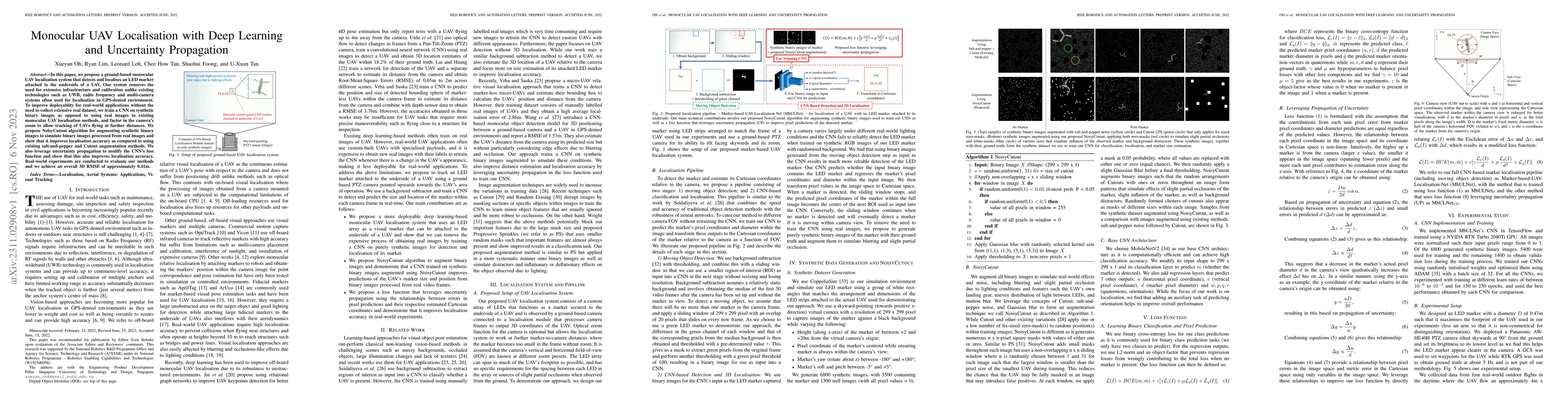 Thumbnail for Monocular UAV Localisation with Deep Learning and Uncertainty
  Propagation