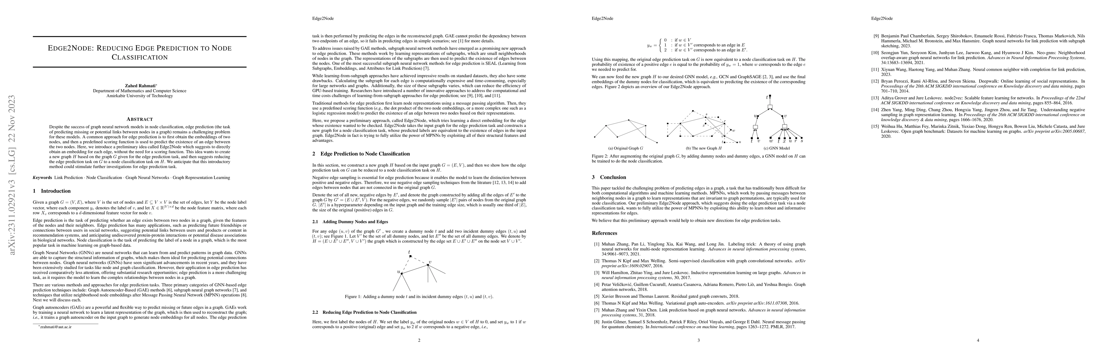 Thumbnail for Edge2Node: Reducing Edge Prediction to Node Classification