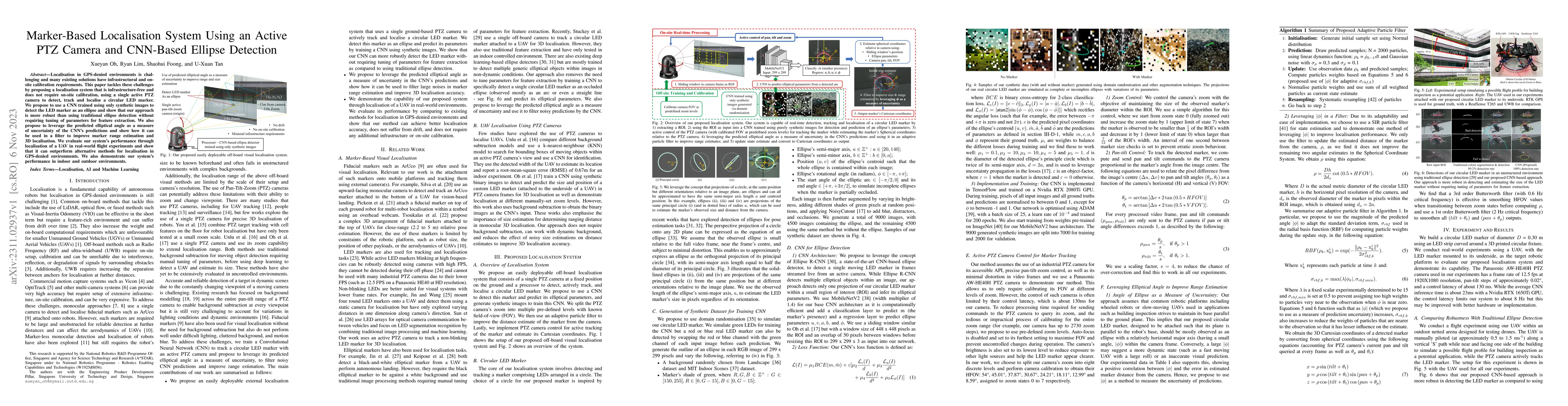 Thumbnail for Marker-Based Localisation System Using an Active PTZ Camera and
  CNN-Based Ellipse Detection