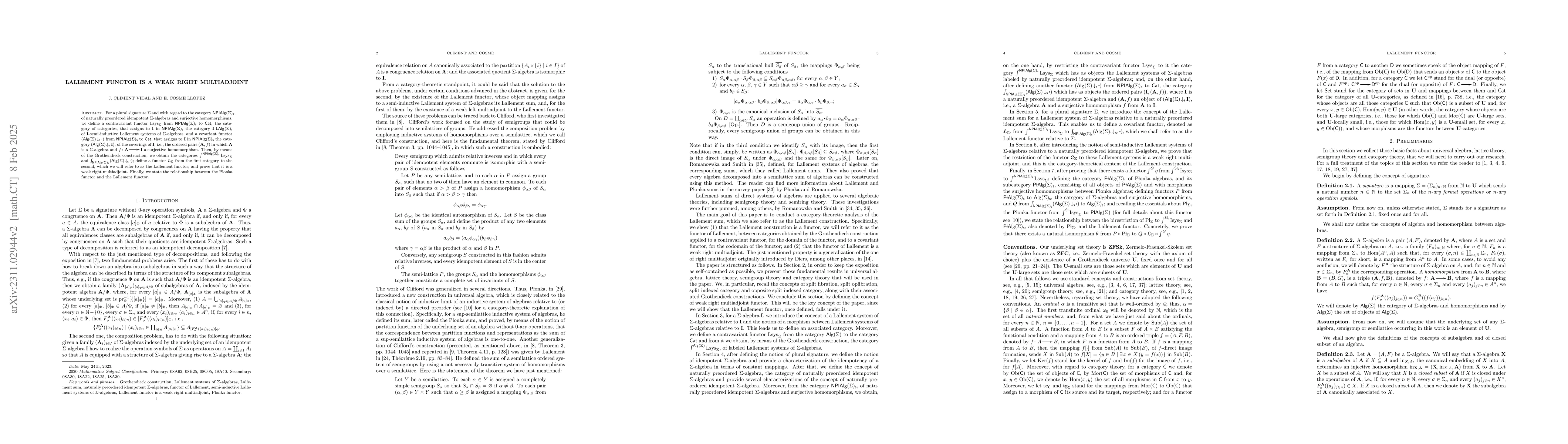 Thumbnail for Lallement functor is a weak right multiadjoint