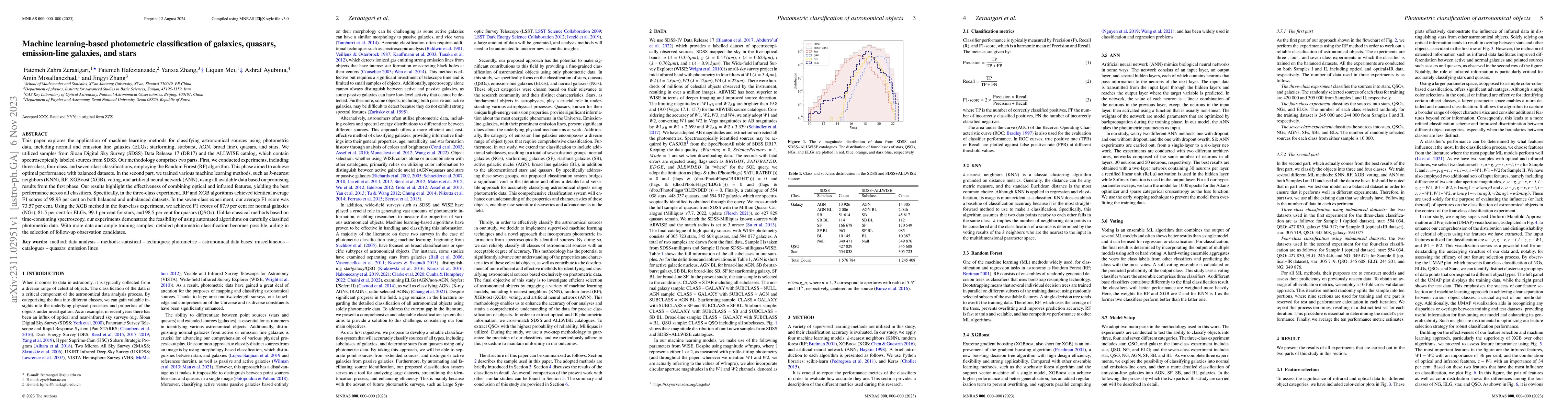 Thumbnail for Machine learning-based photometric classification of galaxies, quasars,
  emission-line galaxies, and stars