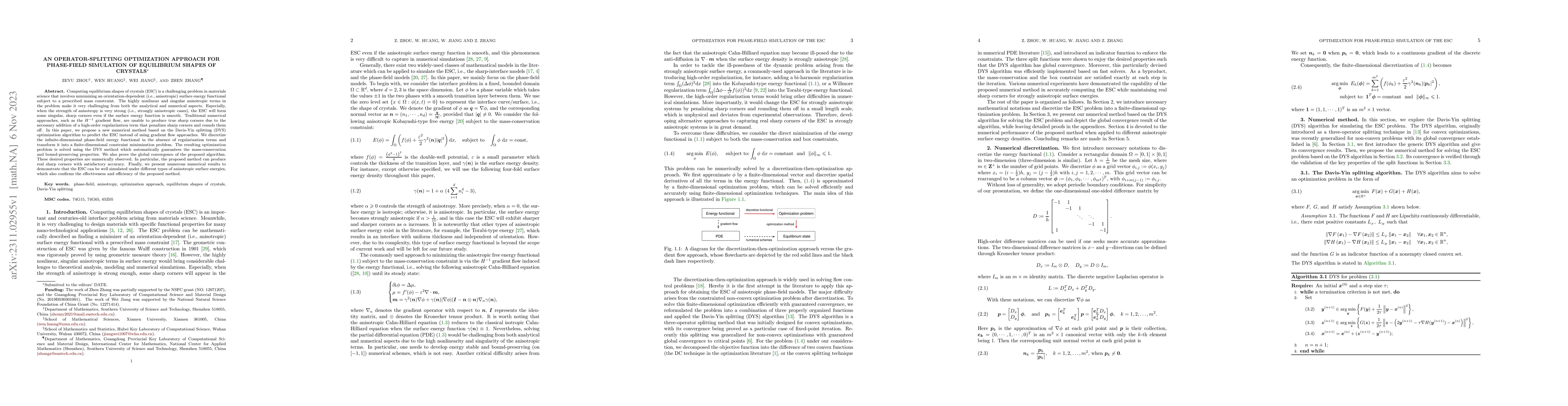 Thumbnail for An operator-splitting optimization approach for phase-field simulation
  of equilibrium shapes of crystals