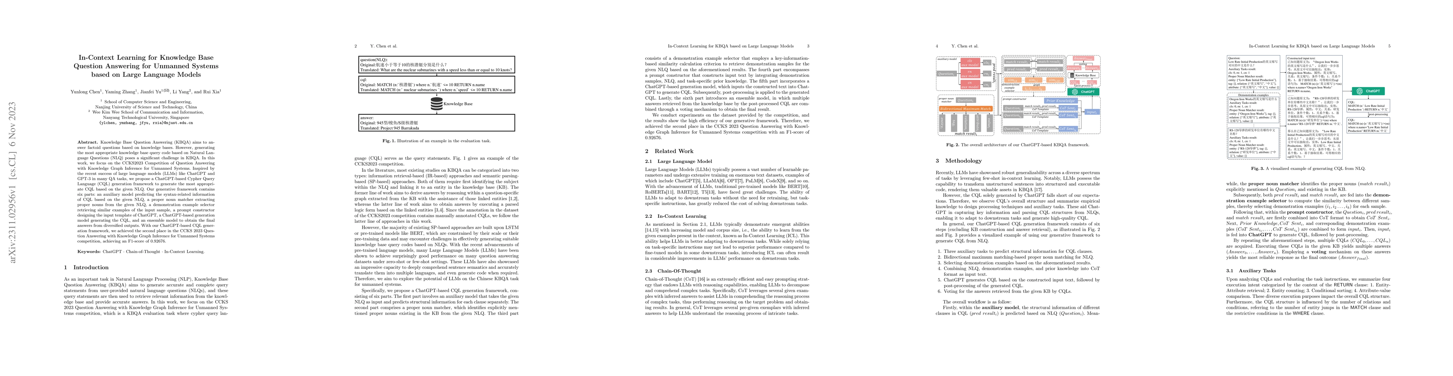 Thumbnail for In-Context Learning for Knowledge Base Question Answering for Unmanned
  Systems based on Large Language Models