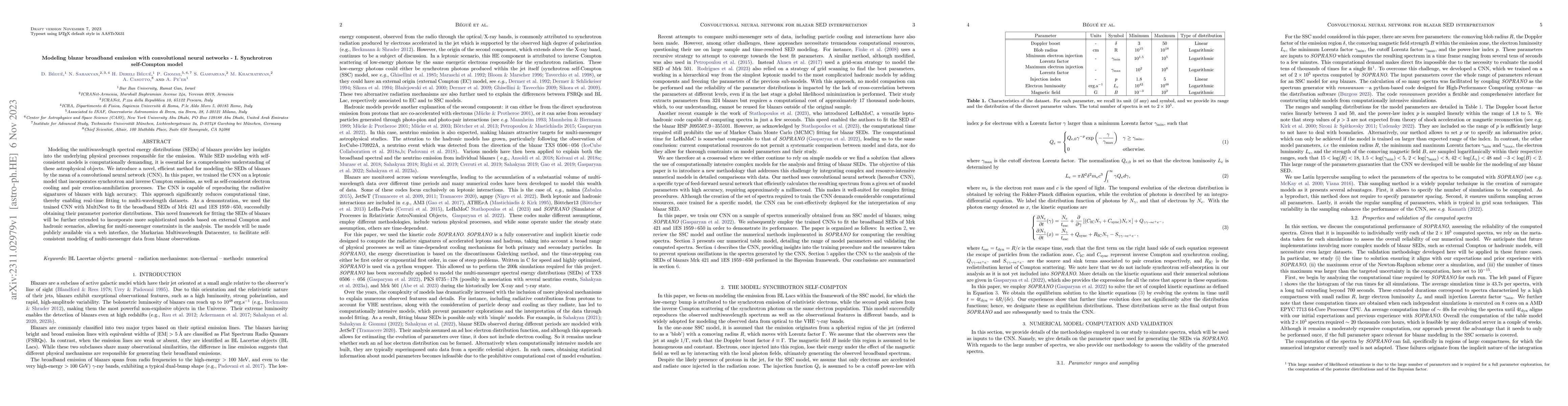 Thumbnail for Modeling blazar broadband emission with convolutional neural networks --
  I. Synchrotron self-Compton model