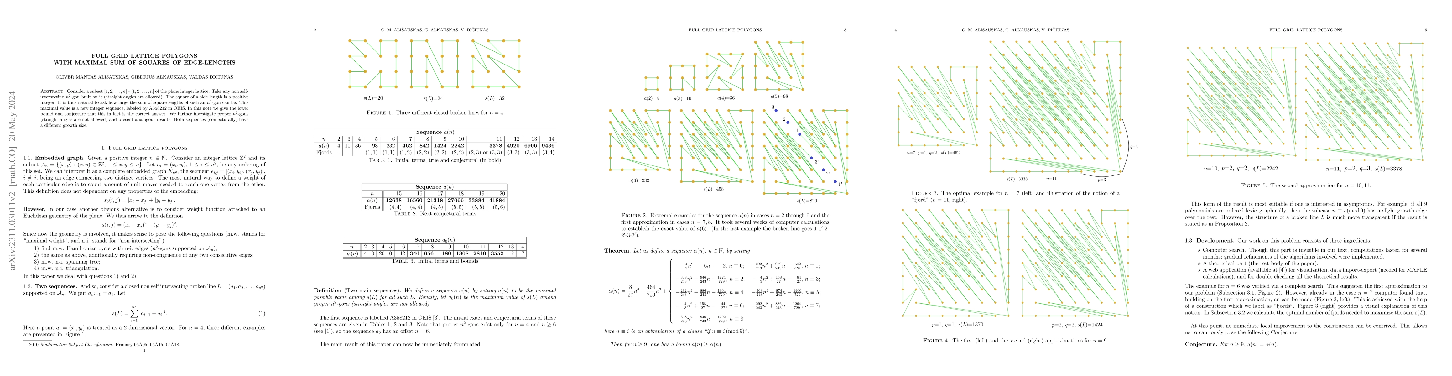 Thumbnail for Full Grid Lattice Polygons with Maximal Sum of Squares of Edge-Lengths