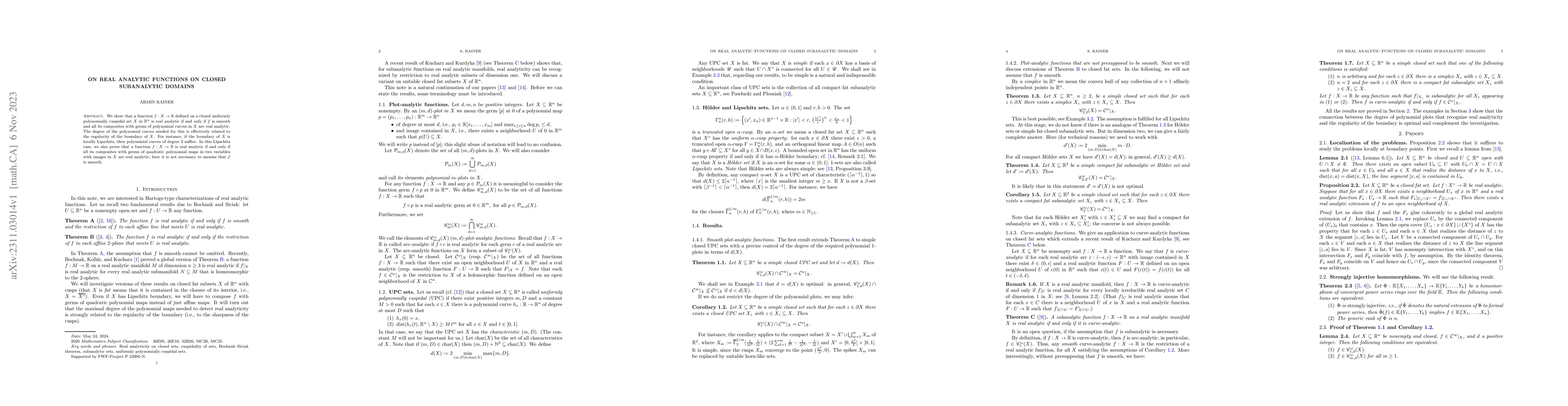 Thumbnail for On real analytic functions on closed subanalytic domains