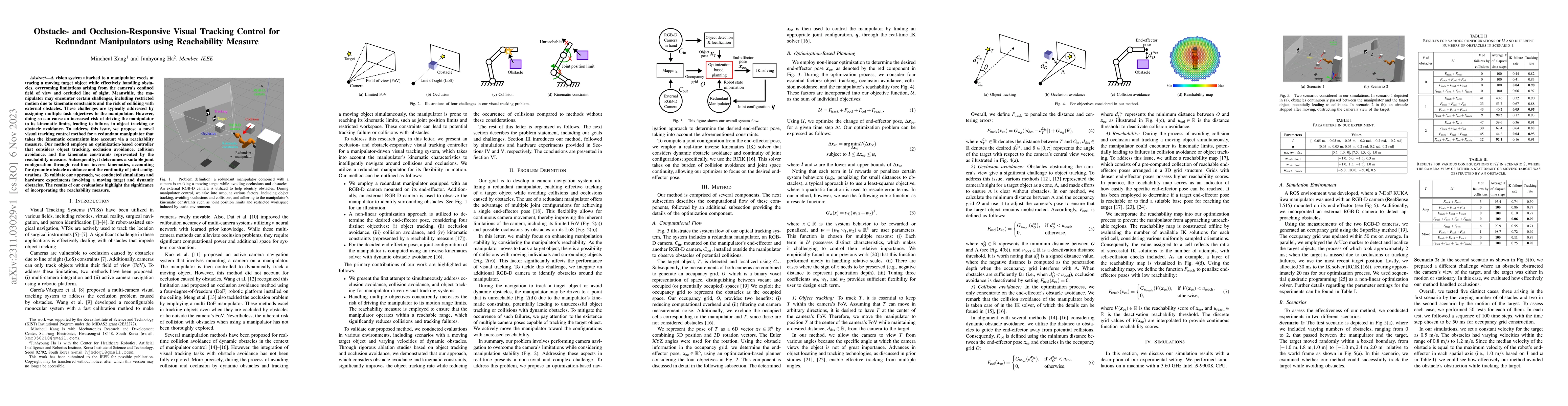 Thumbnail for Obstacle- and Occlusion-Responsive Visual Tracking Control for Redundant
  Manipulators using Reachability Measure