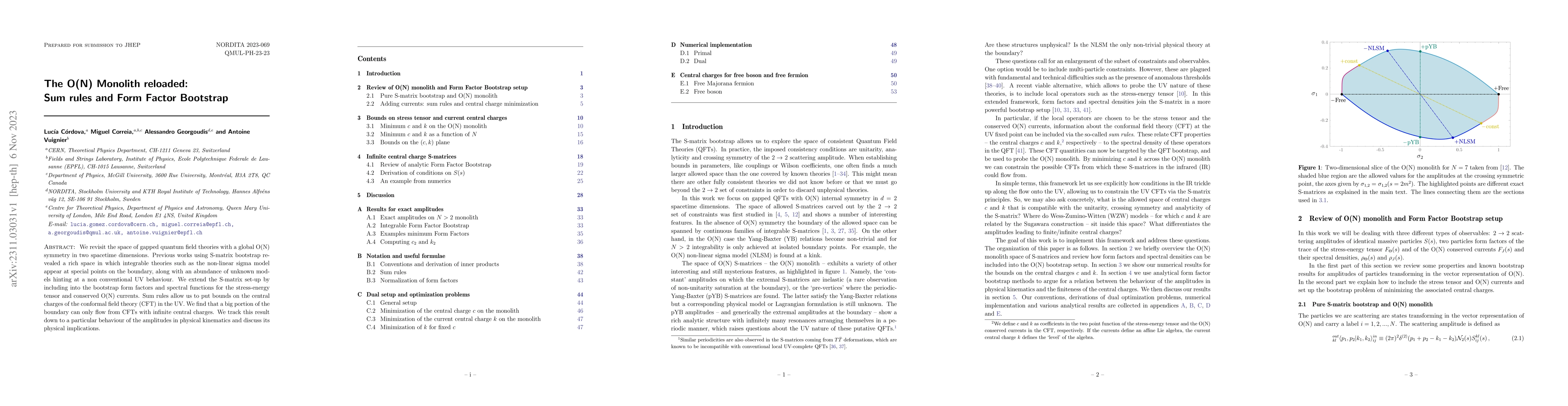 Thumbnail for The O(N) Monolith reloaded: Sum rules and Form Factor Bootstrap