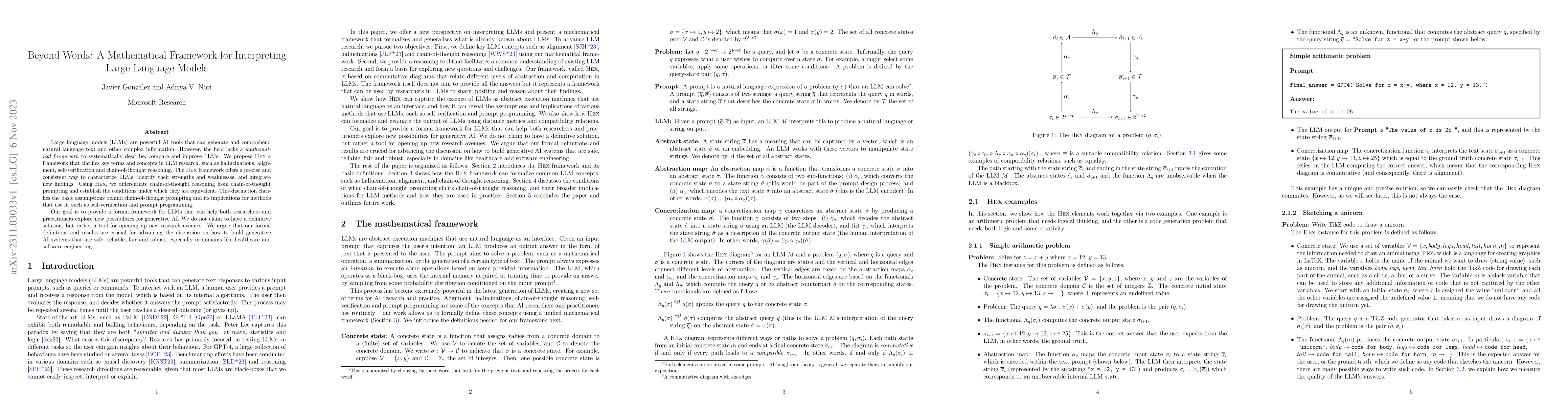 Thumbnail for Beyond Words: A Mathematical Framework for Interpreting Large Language
  Models