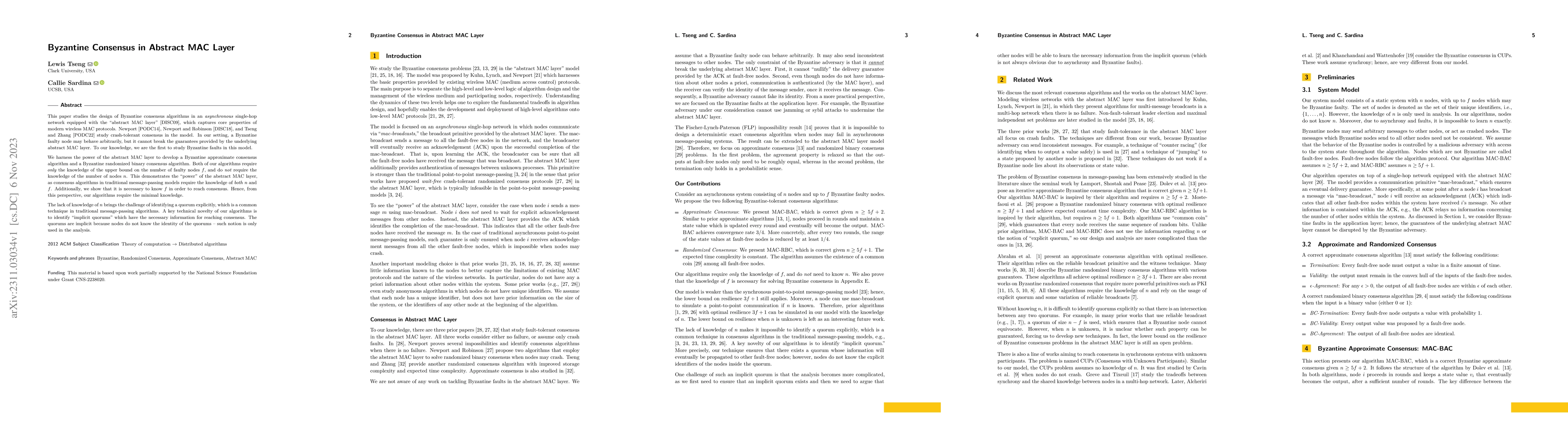 Thumbnail for Byzantine Consensus in Abstract MAC Layer